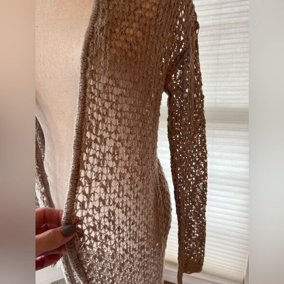 Forever 21 open knit neutral sweater Maxi length cover up Women’s S - Picture 5 of 11
